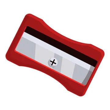 Red pencil sharpener with single blade for precise sharpening Stock Illustration