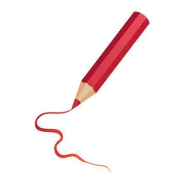 Red pencil on white background Stock Illustration