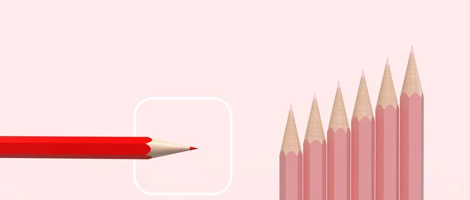Red pencils and white rectangular frame placed horizontally with black Stock Illustration
