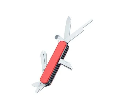 Red penknife 3d render no shadow image Stock Illustration