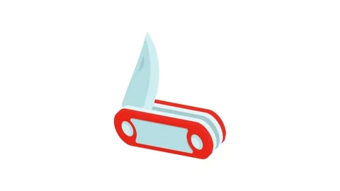 Red penknife icon animation Stock Footage 150686989