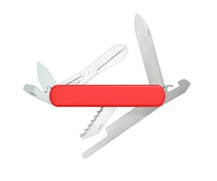 Red penknife isolated on white background 스톡 일러스트