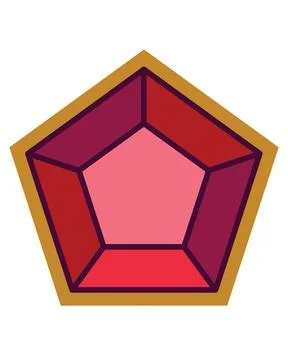 Red Pentagon Crystal Gemstone - Vector Full Color Element. Ruby or Garnet Stock Illustration