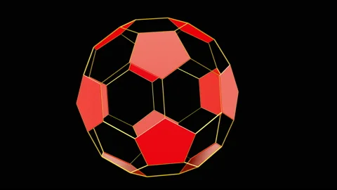 Red pentagon network roller with darkness scene with concept soccer ball shape. Stock Footage 151468631
