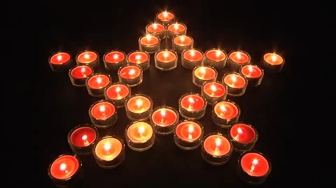 Red Pentagram on black background. Stock Footage 49100682