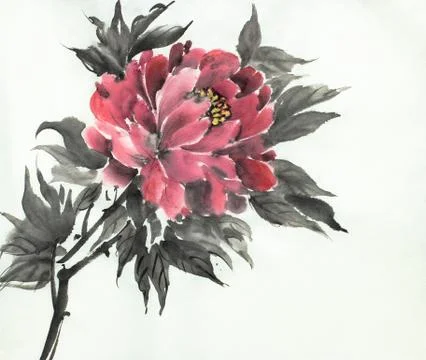 Red peony flower Illustrazione stock