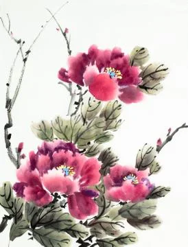 Red peony flower Stock Illustration
