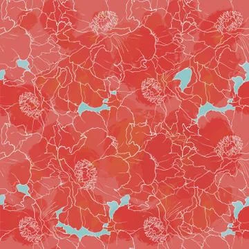 Red peony seamless pattern Stock Illustration