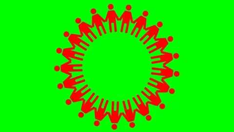 Red people circle green Stock Footage 255859583