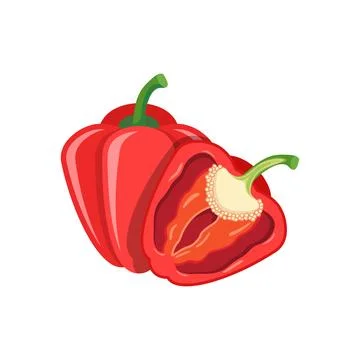 Red pepper bell icon in flat style. Fresh paprika vector illustration on is.. Stock Illustration