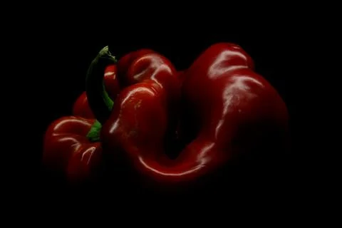 Red pepper on black background 06 Stock Photos