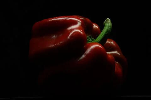 Red pepper on black background 08 Stock Photos