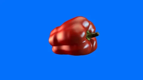 Red pepper on blue background 3D render Stock-Footage 85546493