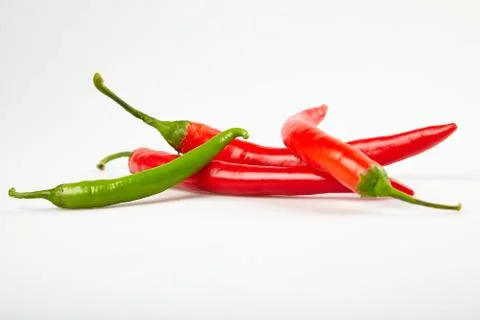 Red pepper chilli on a white background Stock Photos