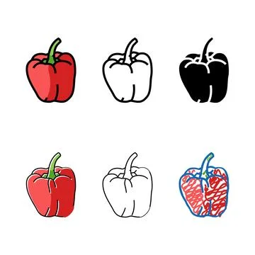 Red pepper color icon vector types Stock Illustration