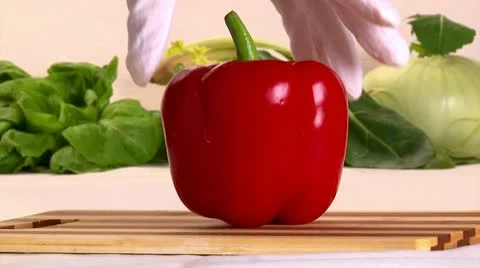 Red pepper, cut, 2 clips Vídeo Stock 10731309