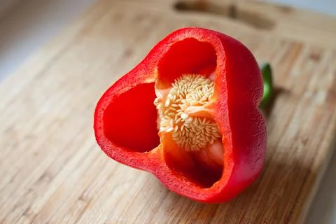 Red pepper cut in half 库存照片