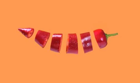 Red pepper cut into pieces Fotos de archivo