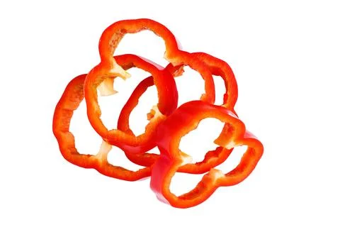 Red pepper cut on a white background, isolate Stock Photos