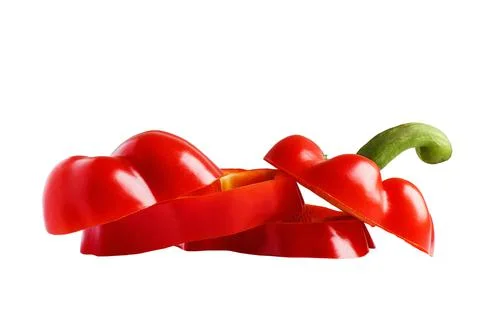 Red pepper cut on a white background, isolate Stock Photos