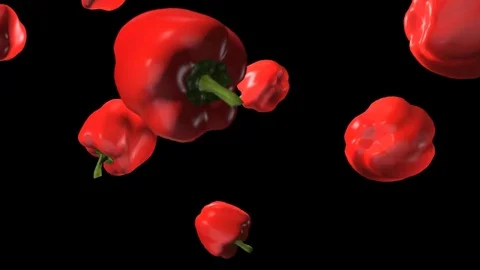 Red pepper fall slow motion Stock Footage 70946920