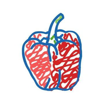 Red pepper icon doodle illustration Stock Illustration