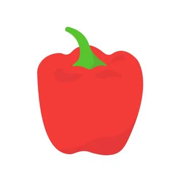Red pepper icon. Vector illustration of a flat design of red pepper on a white Stock Illustration