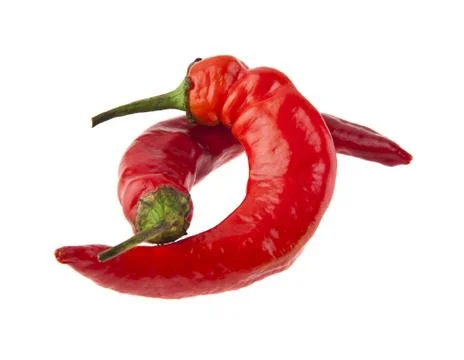 Red pepper isolated on white background closeup Stock Photos