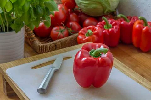 Red pepper in the kitchen Stock Photos