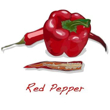 Red pepper over white background Stock Illustration