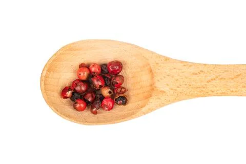 Red pepper peas in spoon Stock Photos