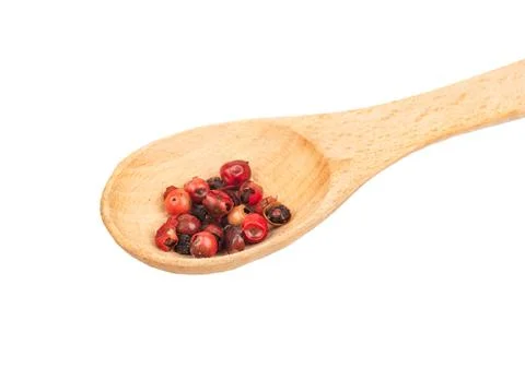 Red pepper peas in spoon Stock Photos
