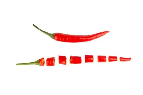 Red pepper slice isolated on white background Stock Photos