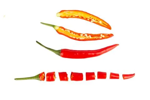 Red pepper slice isolated on white background Stock Photos