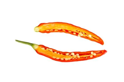 Red pepper slice isolated on white background Stock Photos