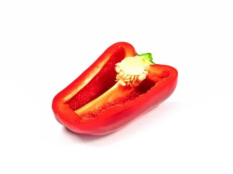 Red pepper slice isolated on white background Stock Photos