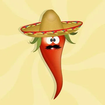 Red pepper with sombrero Stock Illustration