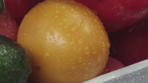 Red pepper under the pouring water drops Stock Footage 80906268