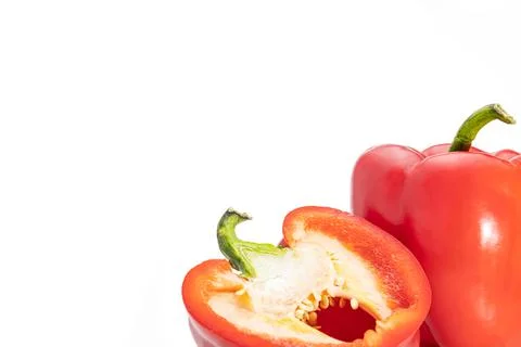 Red pepper on a white background, cut. copy space Stock Photos