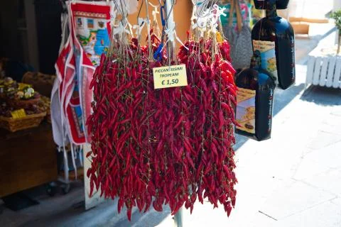 Red pepperoni as a background Stock Photos
