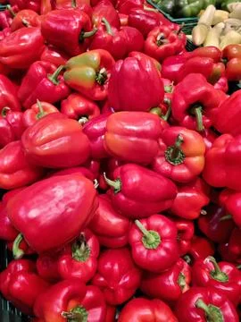 Red peppers at the store Photos