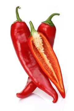 Red peppers on white background Stock Photos