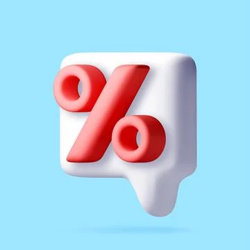 Red percentage floating inside 3D speech bubble 스톡 일러스트