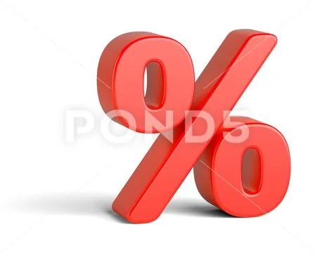 Red percentage sign on white background Stock Illustration