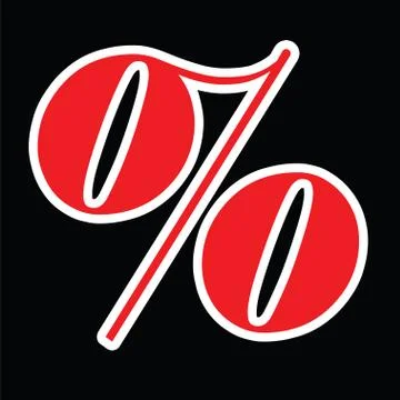 Red percentage symbol vector on black background Stock Illustration
