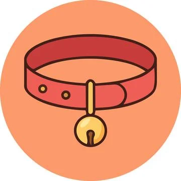 Red pet collar with small bell icon Illustrazione stock