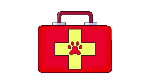 Red pet first aid kit icon animation Stock Footage 157180314