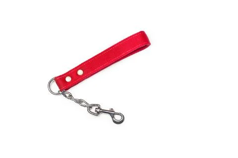 Red pet hook leash on a white background with copy space Stock Photos