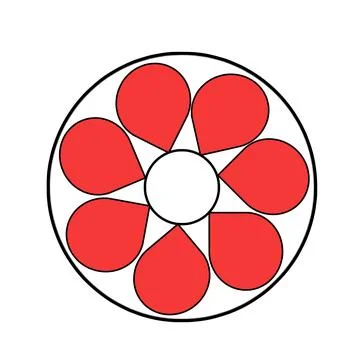 Red Petal Circular Flower Pattern Icon Stock Illustration
