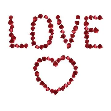 Red petals on a white background. abstract frame with place for text Stock Illustration